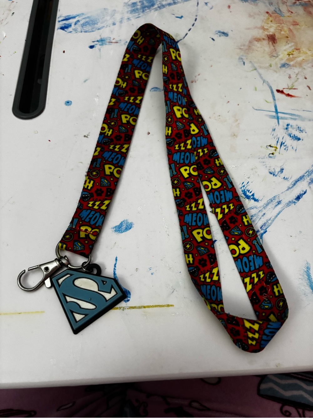 Comic Print Lanyard with Charm